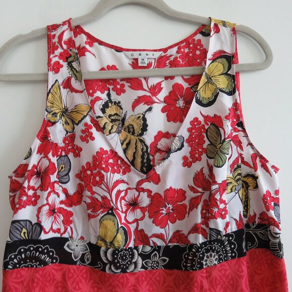 VINTAGE Y2K CABI 100% Silk Asian Inspired Floral Butterfly Babydoll Top Boho M - Picture 4 of 16